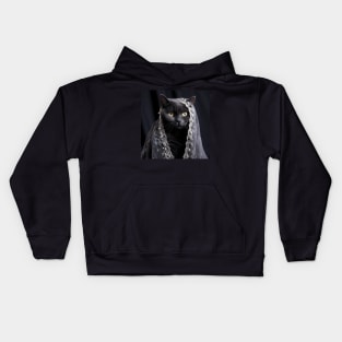 Elegant Black British Shorthair Cat Kids Hoodie